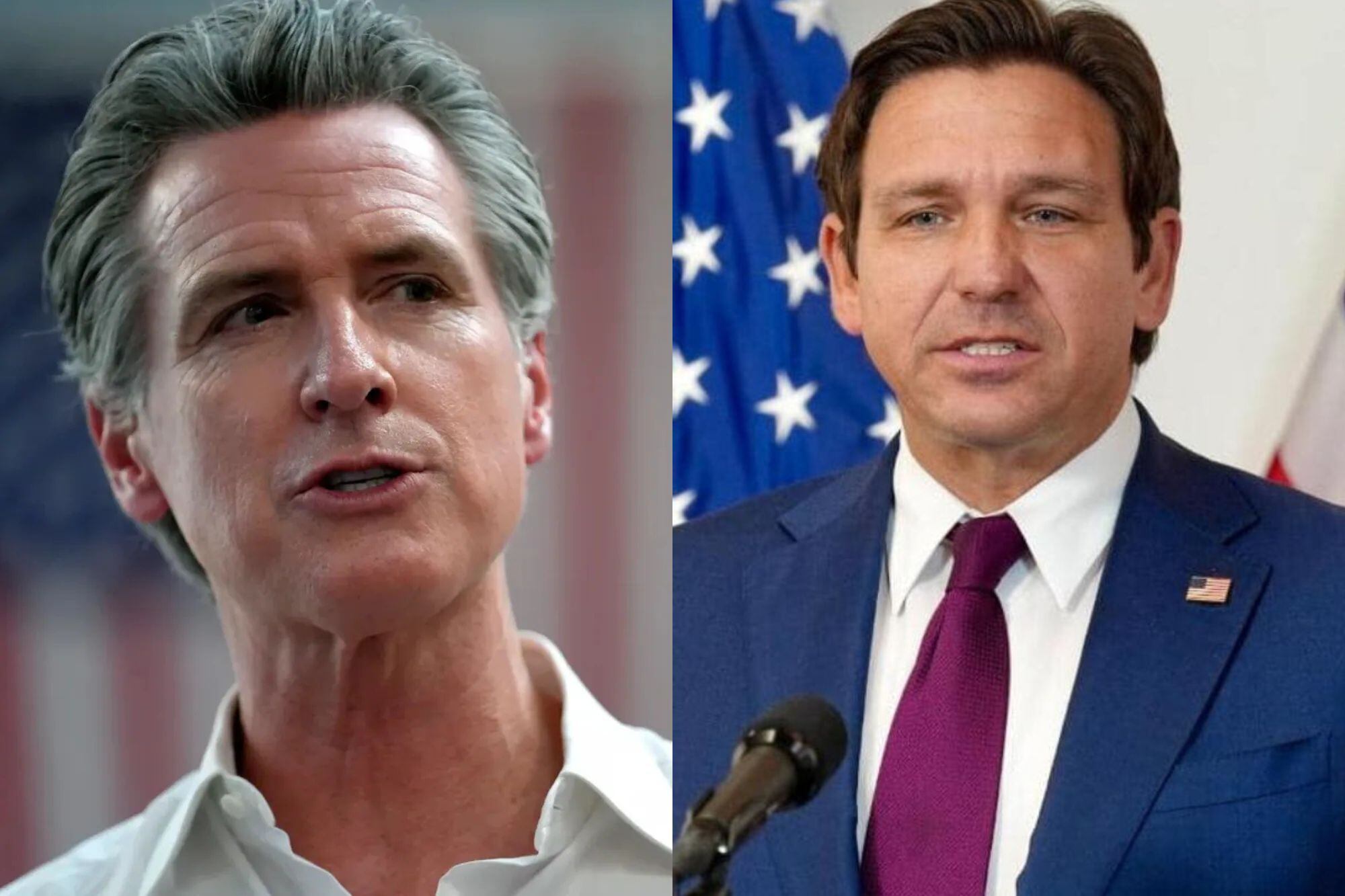 El gobernador de California, Gavin Newsom, y el líder de Florida, Ron DeSantis, protagonizaron un tenso cruce