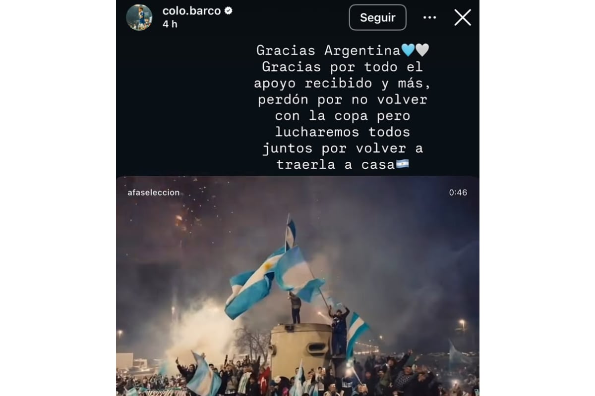 La historia que subió Barco en su cuenta de Instagram