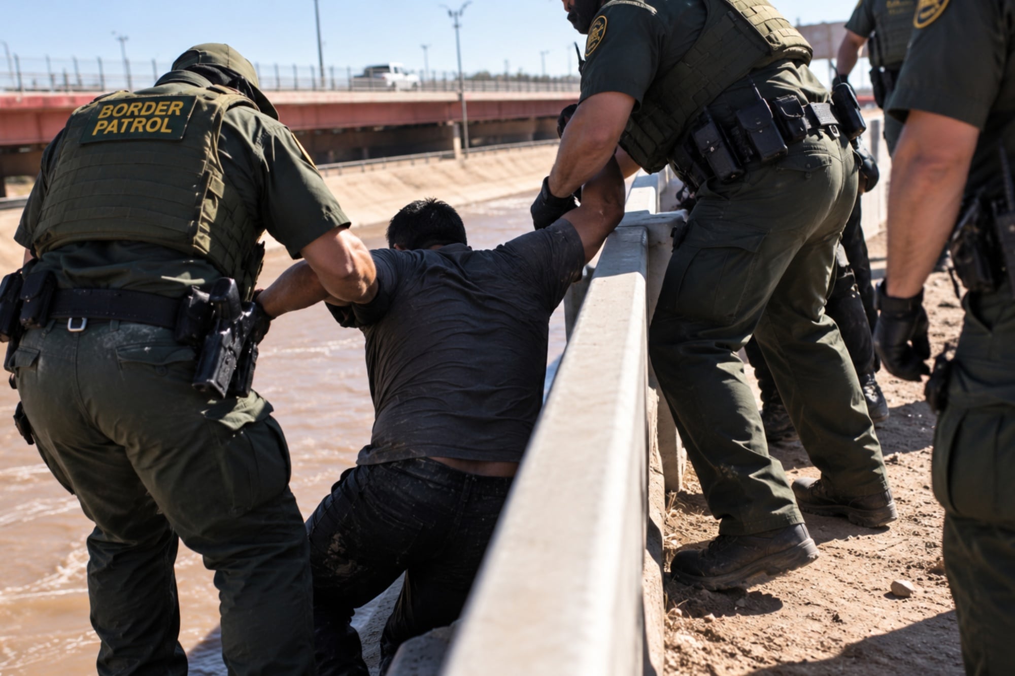 La lluvia arrastró a un mexicano hasta la frontera de EE.UU. y la Patrulla Fronteriza lo rescató para detenerlo