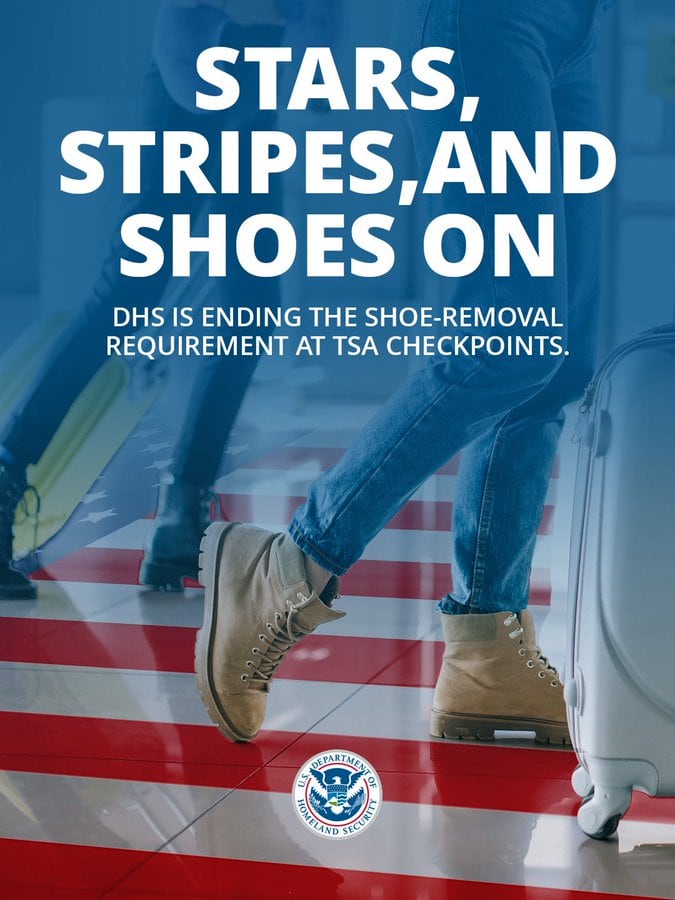 El anuncio en redes sociales del Departamento de Seguridad Nacional de los Estados Unidos (DHS) sobre el cambio en los controles de los aeropuertos