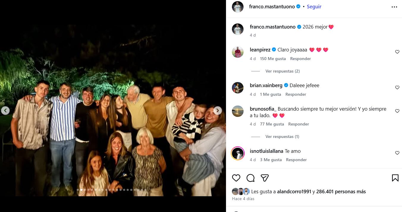 La publicación de Franco tuvo una gran repercusión en las redes sociales