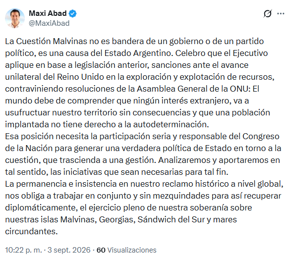 El senador bonaerense también se manifestó en X