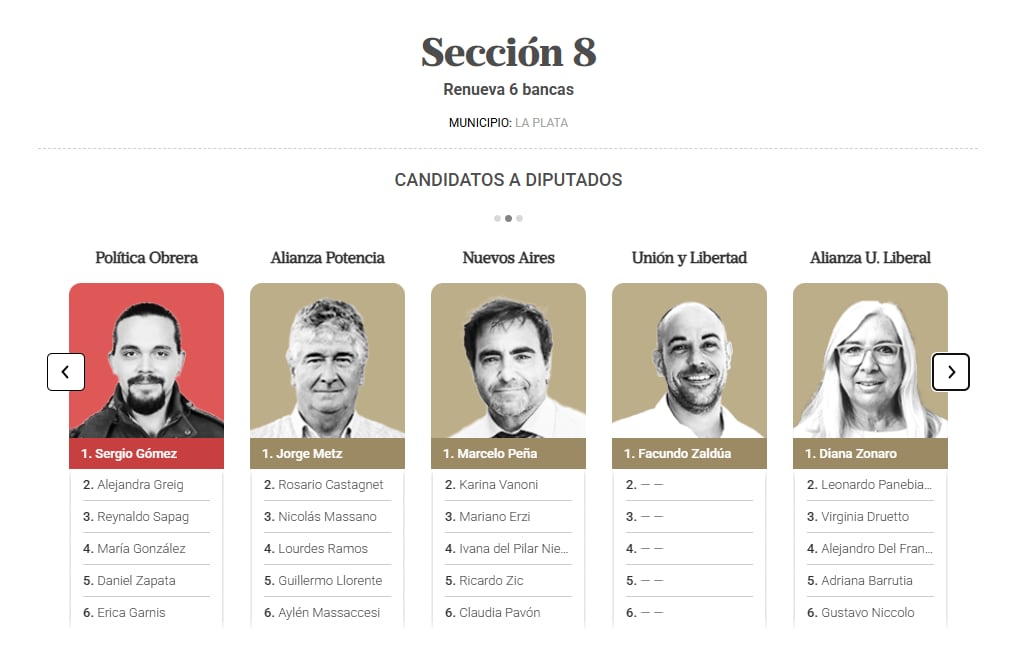 Candidatos a diputados por la octava sección