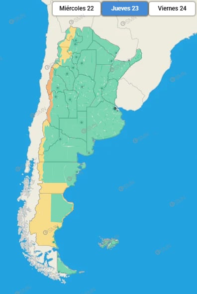 Las regiones afectadas, según el SMN