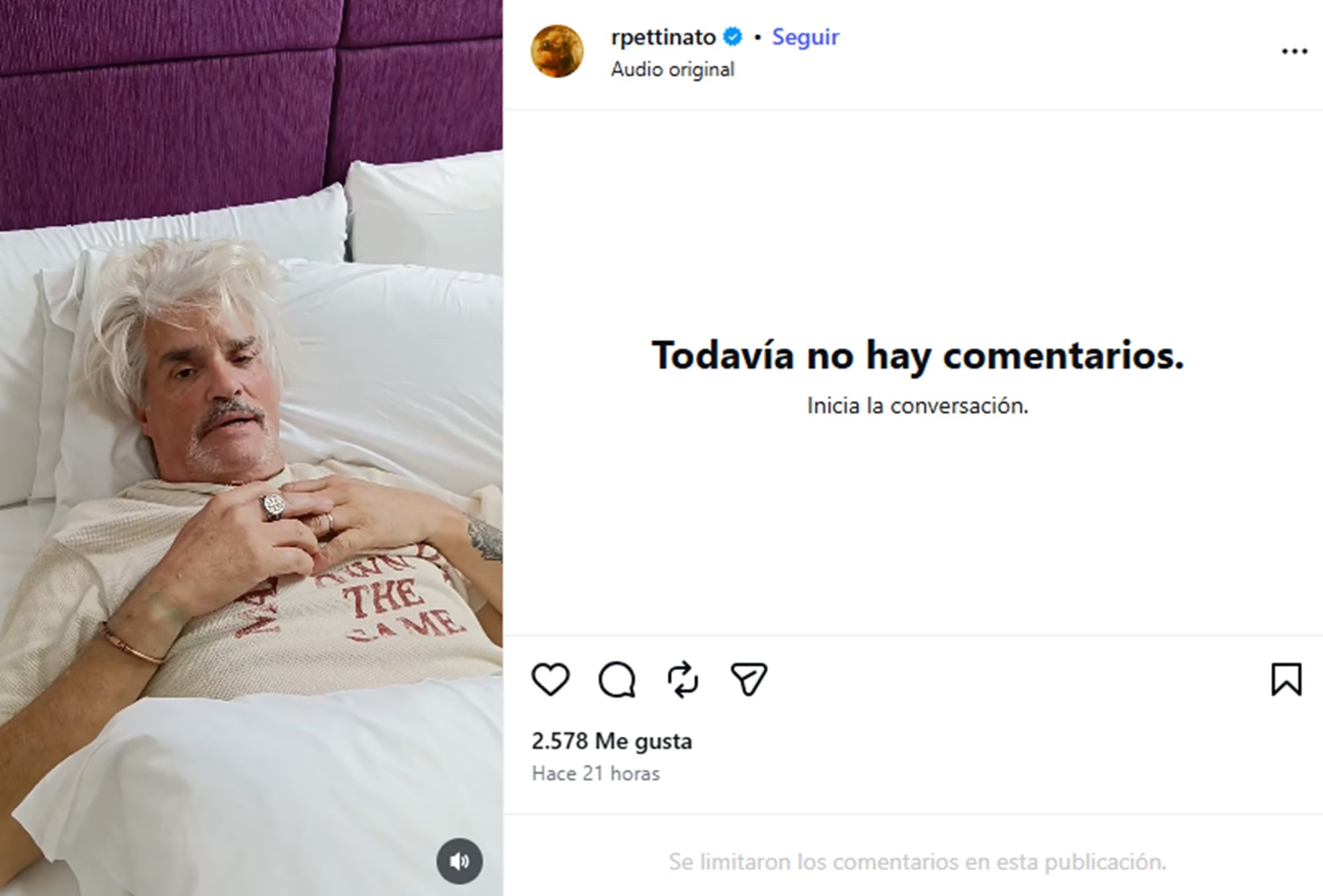 Roberto Pettinato cerró los comentarios de Instagram tras cancelar su show en Málaga