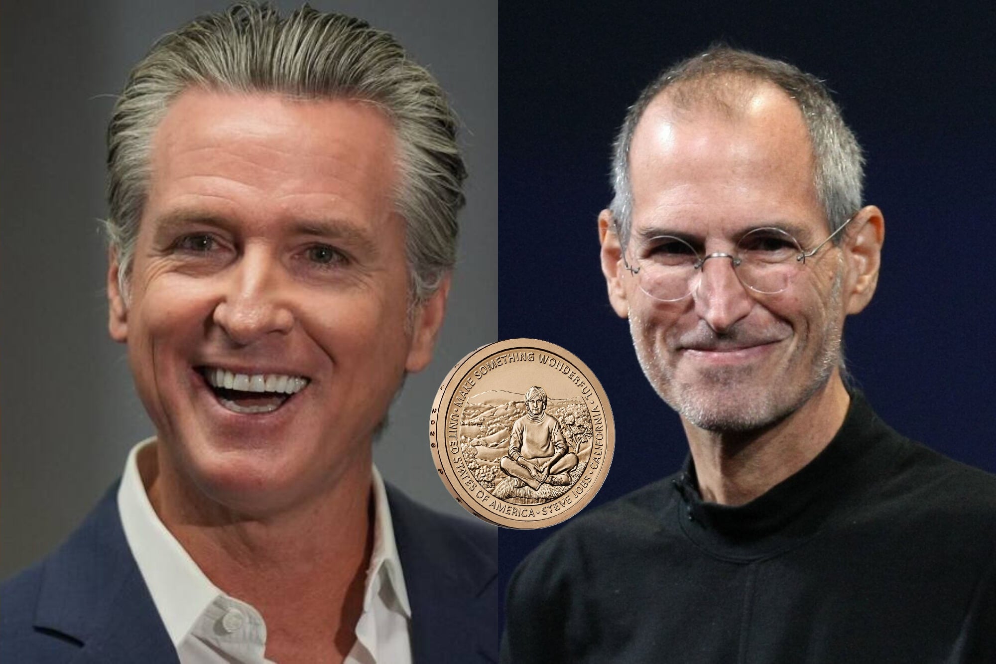 Ya es oficial: la moneda homenaje de Gavin Newsom a Steve Jobs que comienza a venderse en California