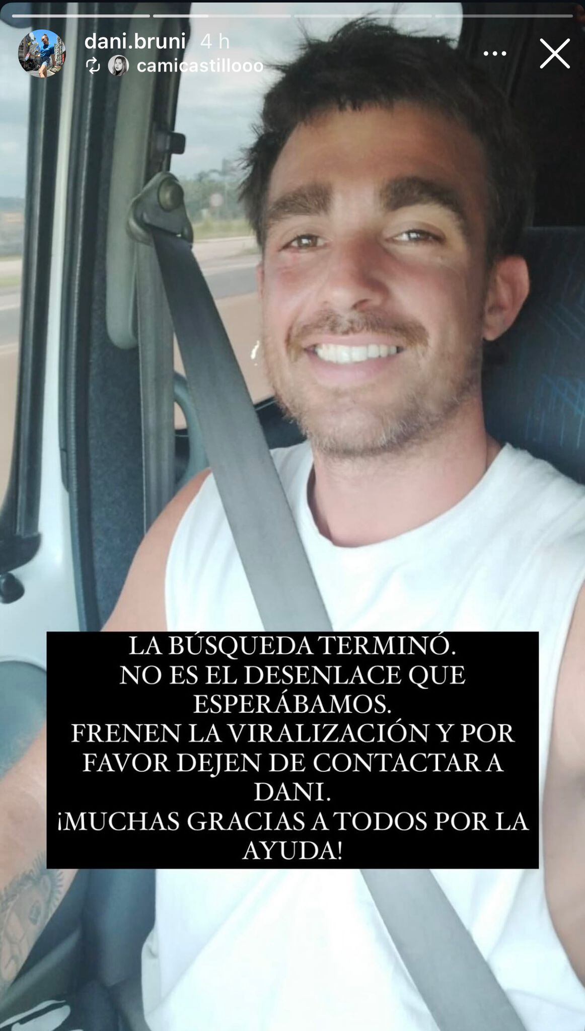 El anuncio por Instagram del hallazgo sin vida de Federico Bruno