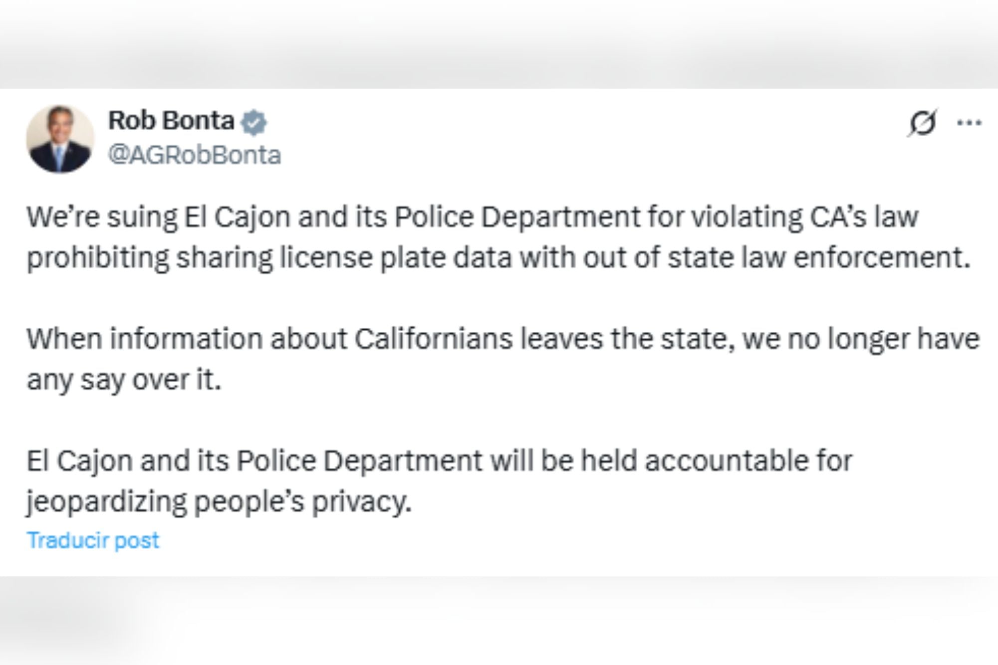 El fiscal general Rob Bonta detalló los operativos llevados a cabo en California