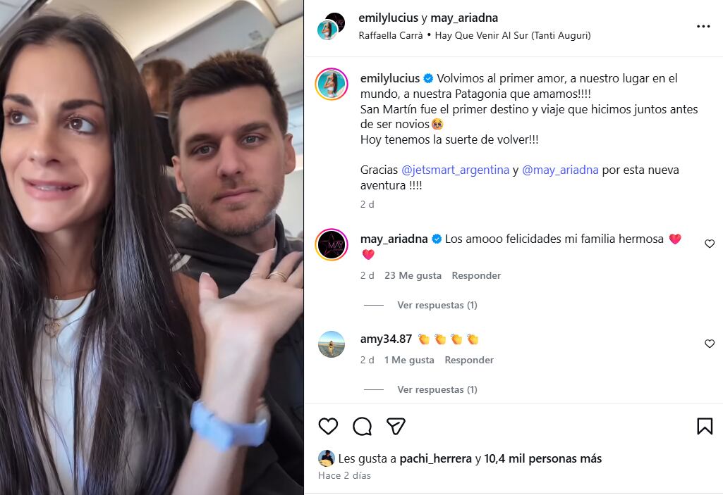 Emily mostró todos los detalles del viaje para sus seguidores