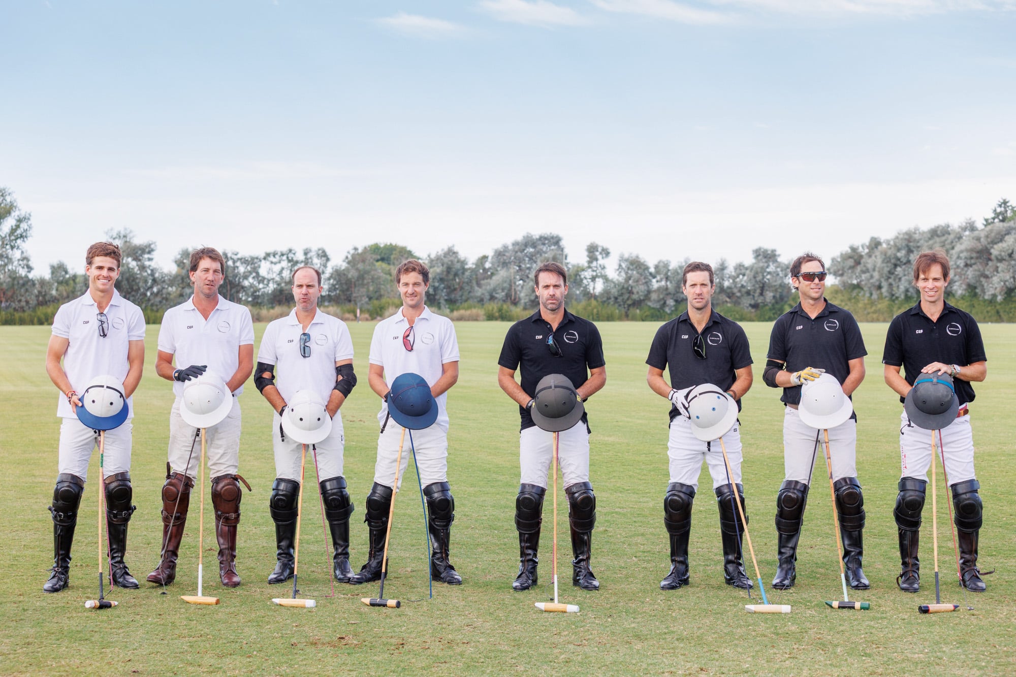 Equipazos de amigos. Cruz Heguy, Rodrigo Rueda, Gonzalo Pieres, Santiago Tanoira, Facundo Pieres, Nicolás Pieres, Joaquín Pittaluga y Corchito salieron a la cancha 3 de Cuatro Vientos, en General Rodríguez, para dar visibilidad a la causa