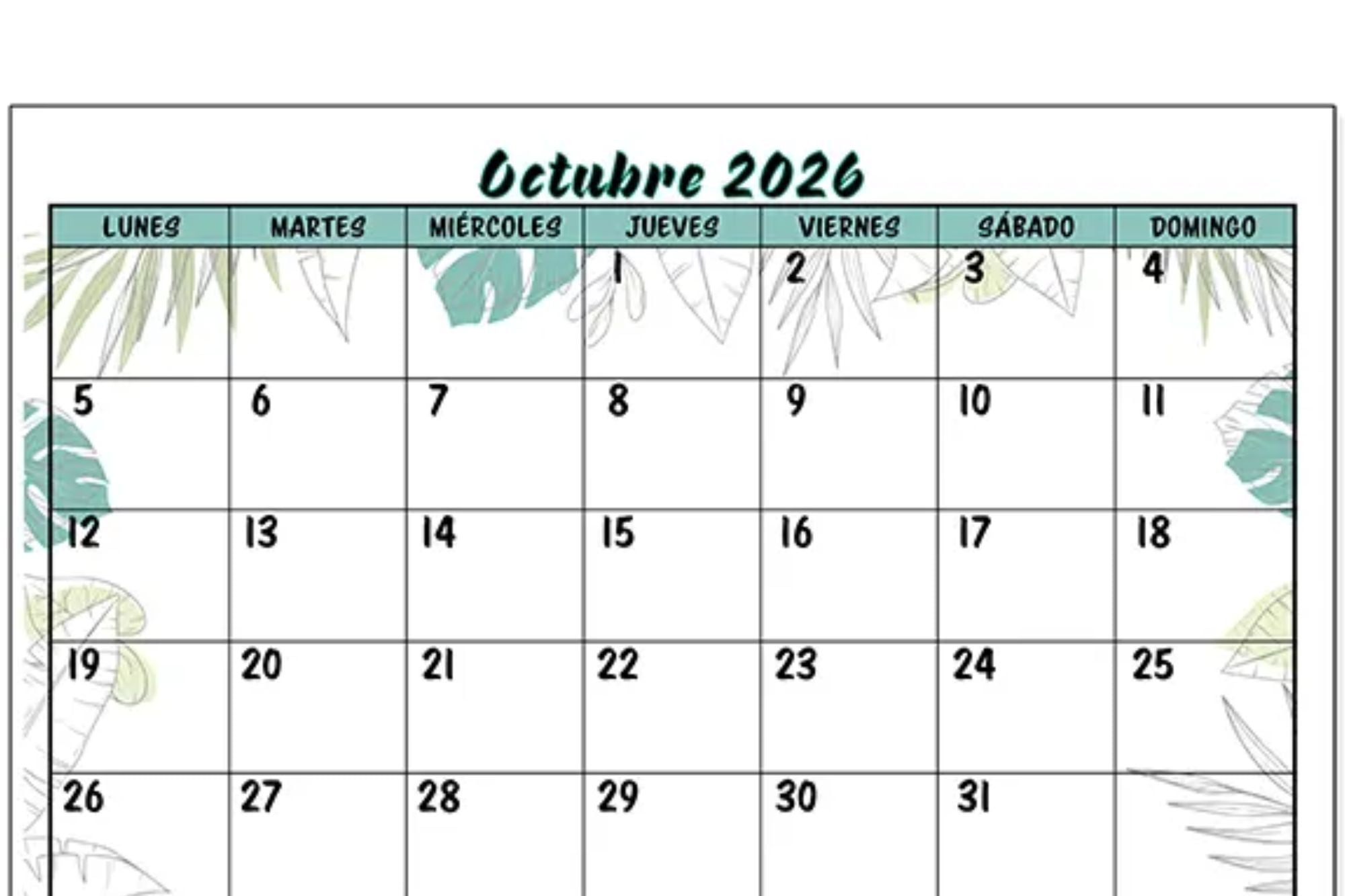 Otro diseño para destacar las fechas del mes