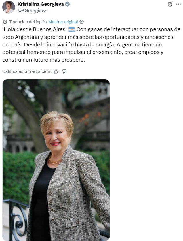 El posteo de Kristalina Georgieva