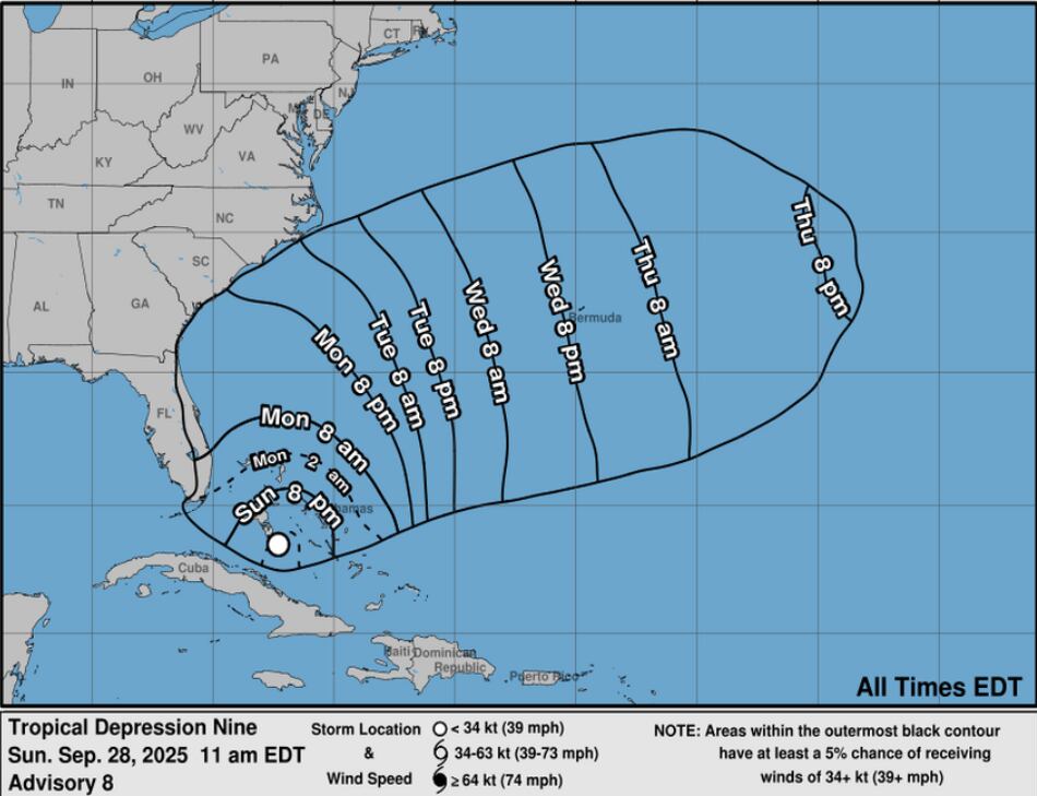 El NHC sostuvo que es posible que se presenten condiciones de tormenta tropical a lo largo de la costa este de Florida el próximo 29 de septiembre