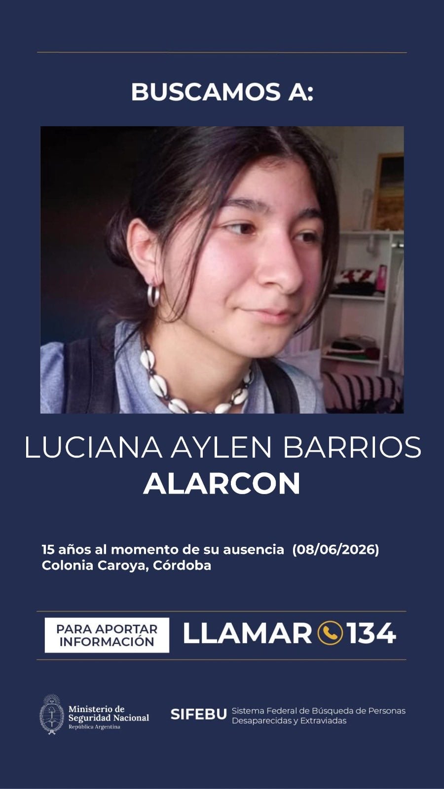 La búsqueda de información sobre Barrios Alarcon, que había sido difundida por el ministerio de Seguridad local