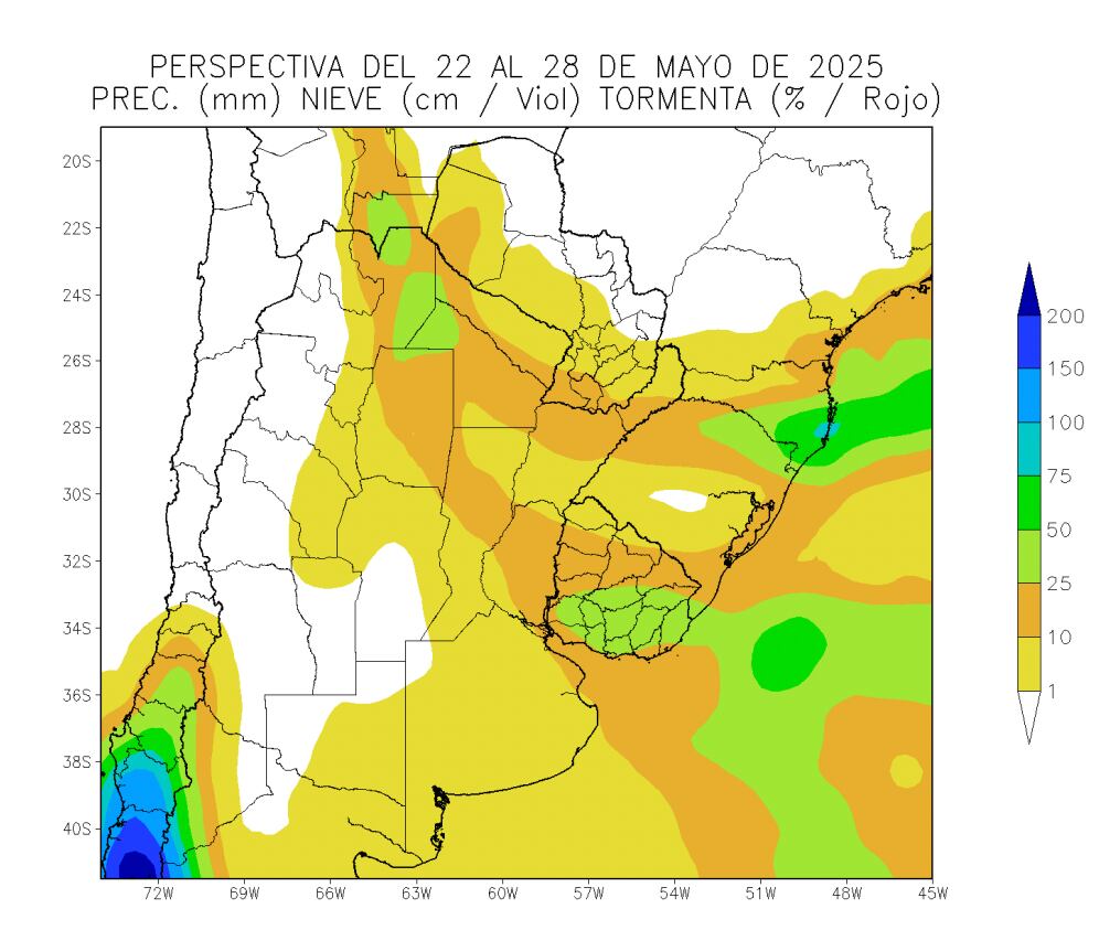 Perspectiva de lluvias hasta el 28 de mayo