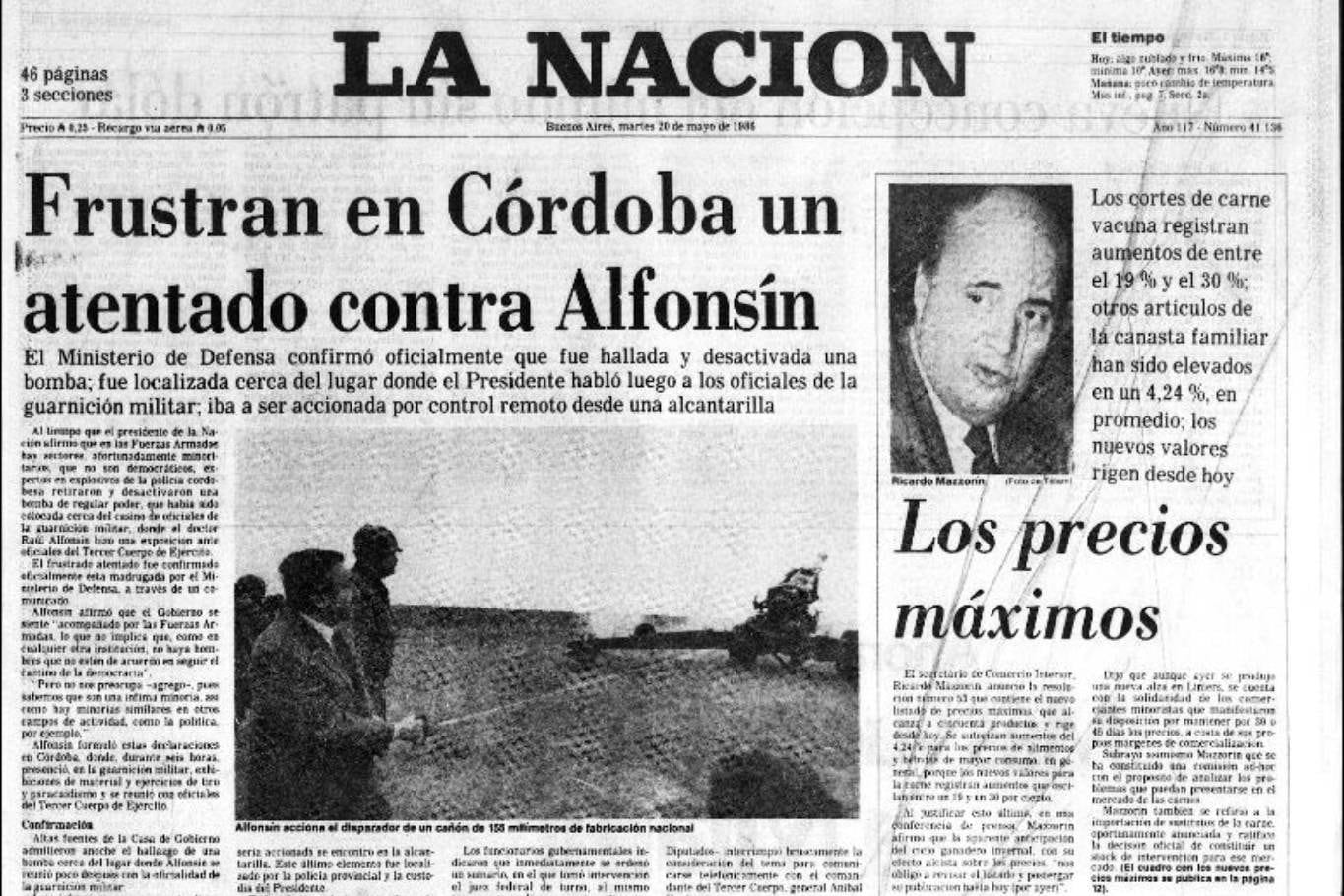 La portada de La Nación con la noticia del atentado