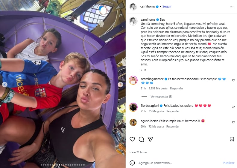 Cami Homs le dedicó un dulce mensaje a su hijo por su cumpleaños (Foto: Instagram @camihoms)