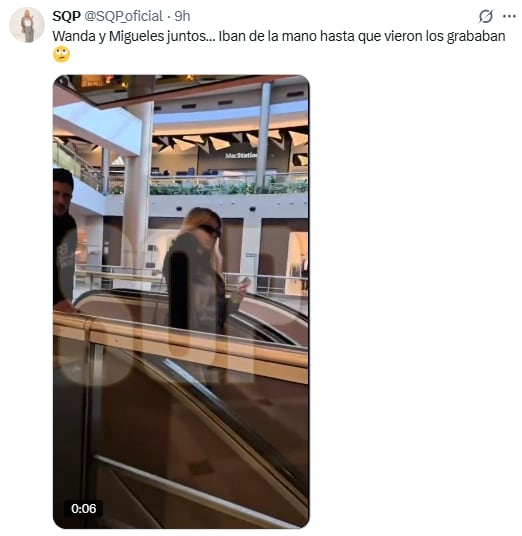 El video que confirmaría que Wanda Nara no se separó de Martín Migueles 6 Migueles y Nara fueron vistos juntos en un centro comercial (Video: X @SQP_oficial)