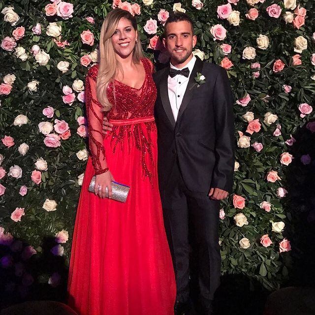 María Sol Messi y Julian Arellano en el casamiento de Leo y Antonela Roccuzzo el 30 de junio de 2017 (Foto: Instagram @tuli_arellano9)