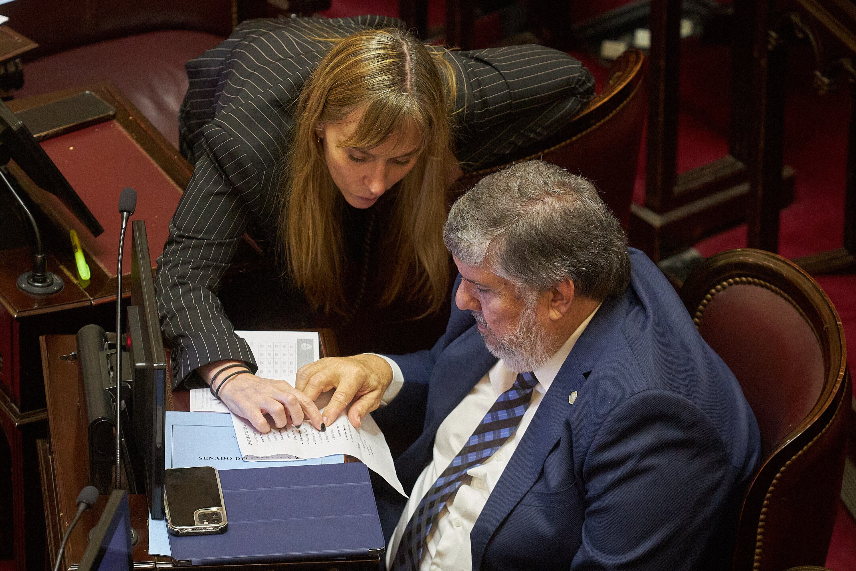 Sesión del Senado para tratar el proyecto de ley de Ficha Limpia que finalmente no se aprobó. Di Tullio y Mayans. 07/05/2025