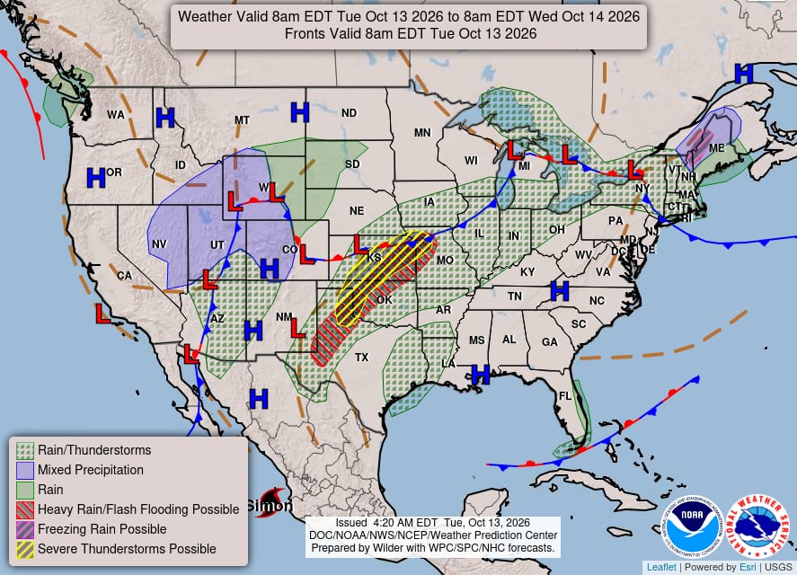 El alcance geográfico del fenómeno abarca una amplia franja que se extiende desde el norte de Texas hasta sectores del valle de Ohio y el Medio Oeste estadounidense