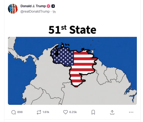 La imagen que compartió Trump en su cuenta de Truth Social