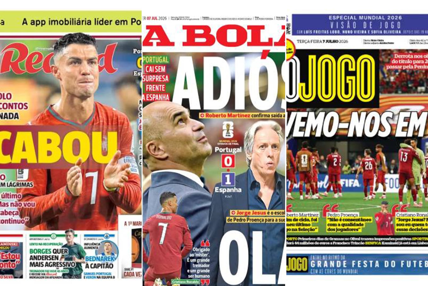 La reacción de los diarios de Portugal al último partido de Cristiano Ronaldo.
