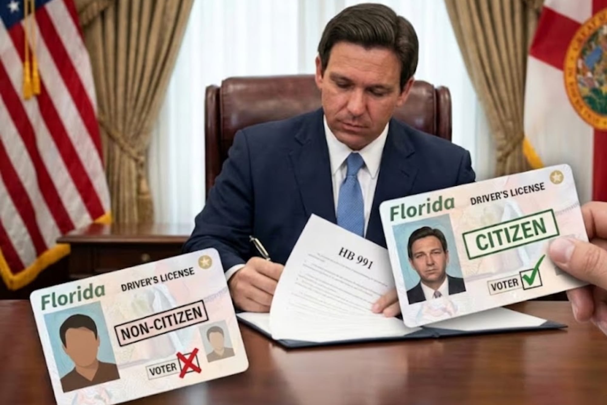 La ley de Florida que promulgó DeSantis y que impacta en las licencias de conducir e identificaciones de migrantes