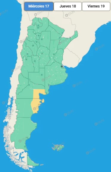 Las ráfagas más considerables tendrán lugar en la Patagonia