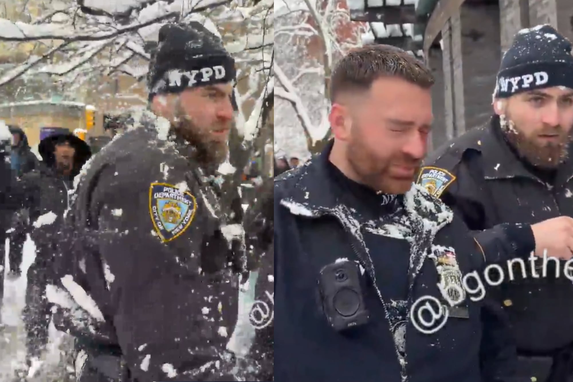 Policías de Nueva York fueron atacados con bolas de nieve en Washington Square Park