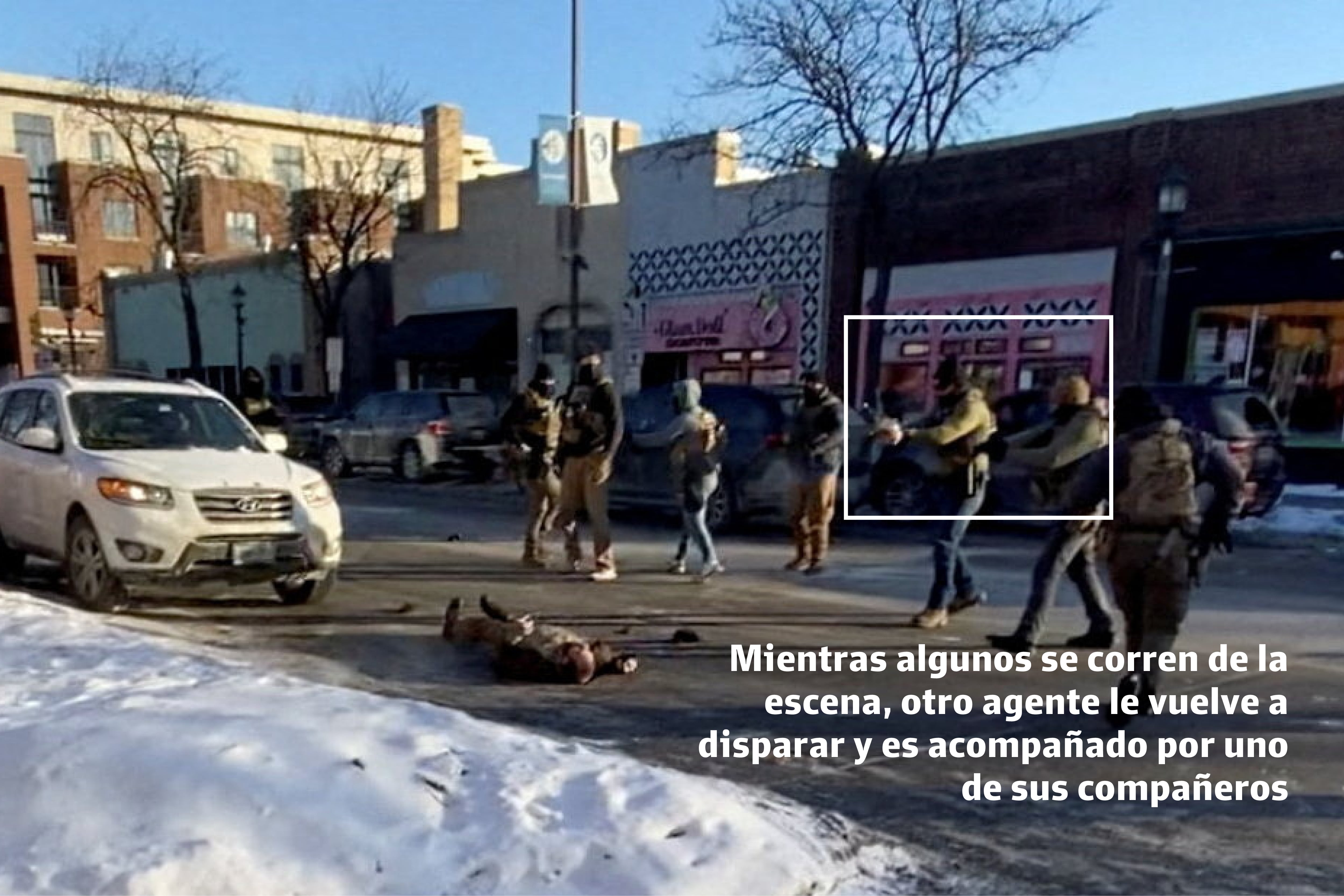 Pretti yace en el piso muerto, tras haber sido rematado por agentes federales