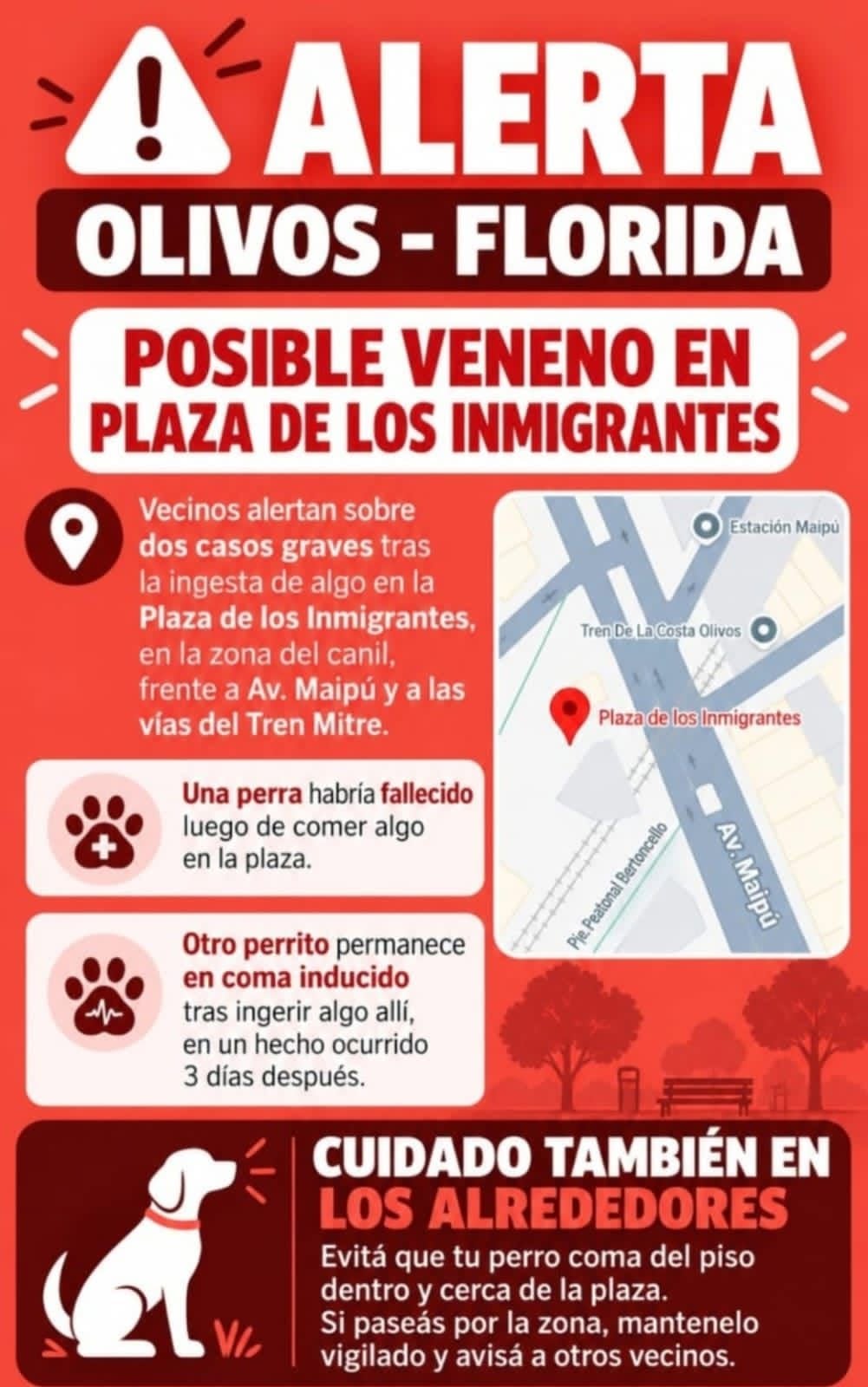 Los vecinos de Vicente López difundieron el alerta por redes