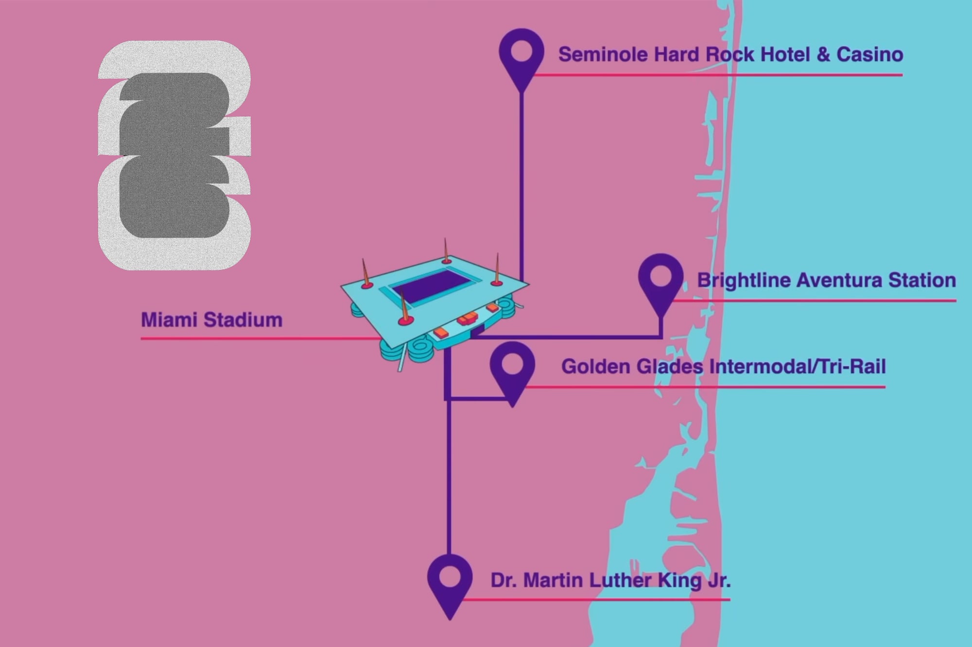 El shuttle de Miami sale desde cuatro paradas establecidas hacia el estadio designado