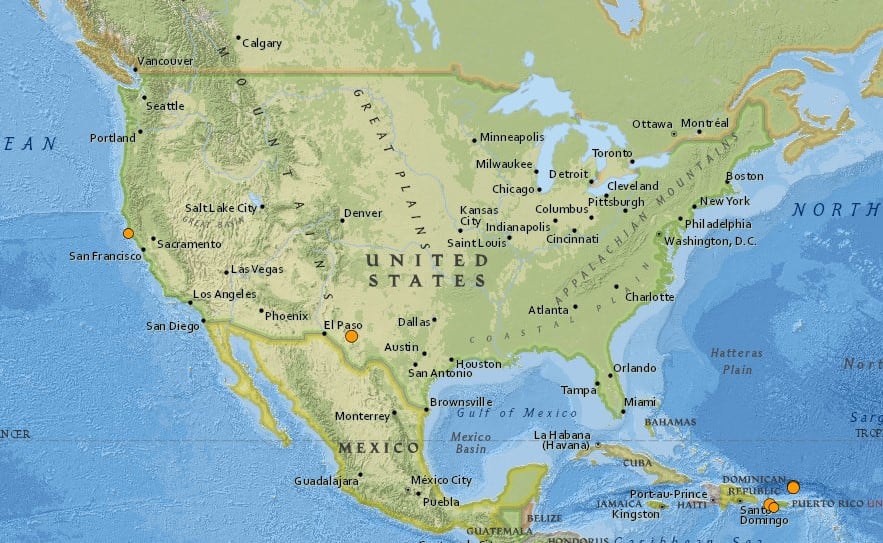 Reporte oficial de los temblores ocurridos en EE.UU. durante las últimas horas