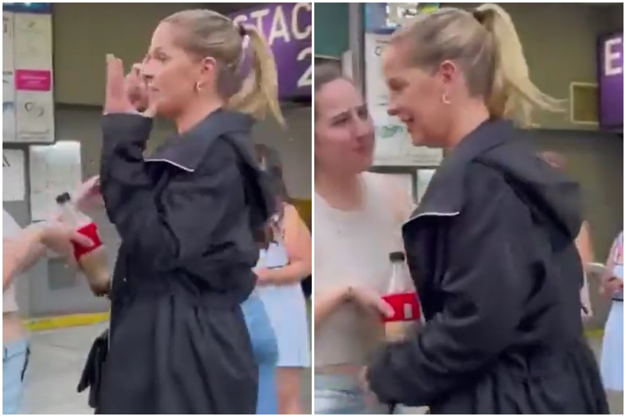 El incómodo momento que vivió Carina Zampini con una fanática y su gaseosa en la puerta de Luzu