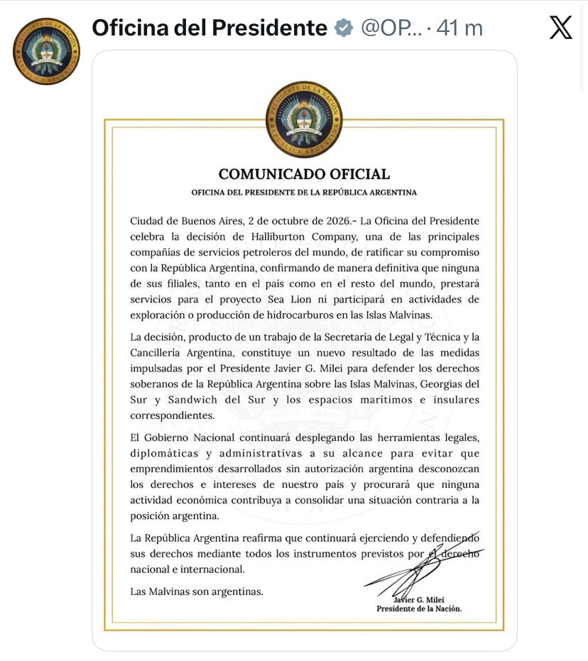 El comunicado del Gobierno