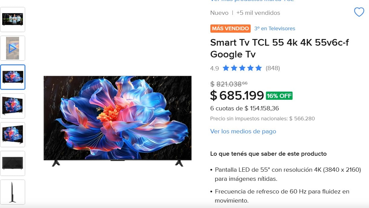 TCL ofrece uno de los precios más bajos del mercado