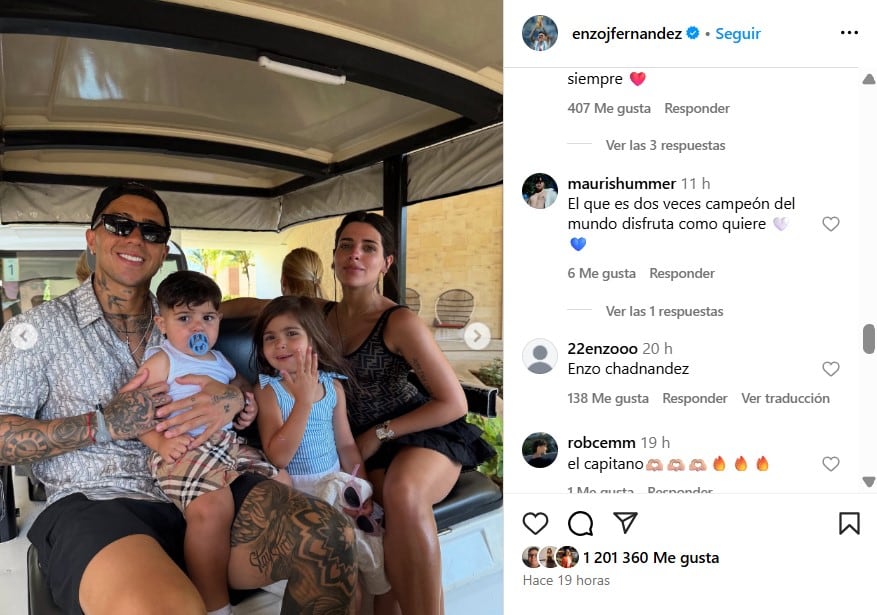El posteo familiar de Enzo Fernández en México