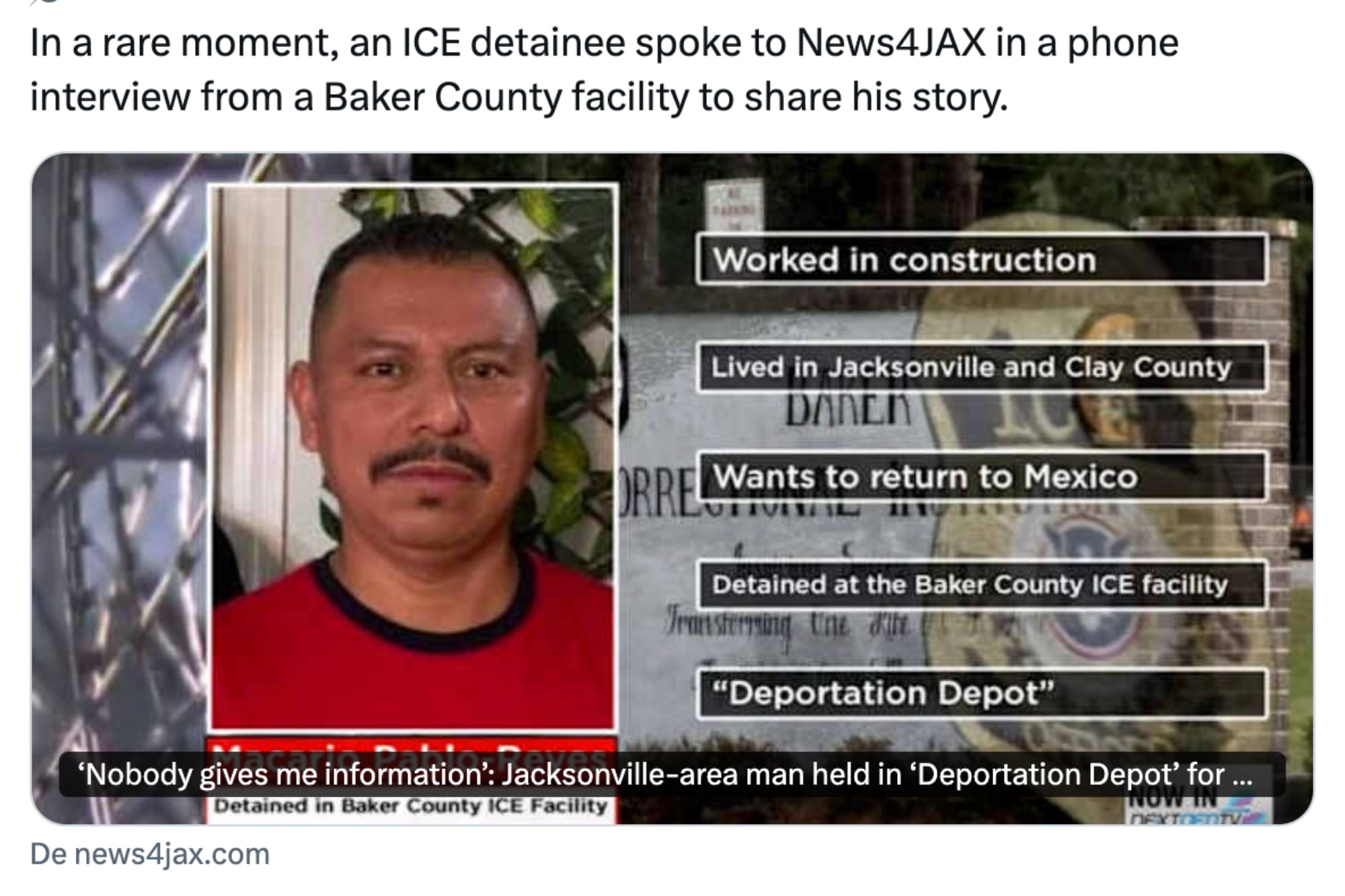 Macario Pablo-Reyes tiene 49 años y fue detenido por el ICE