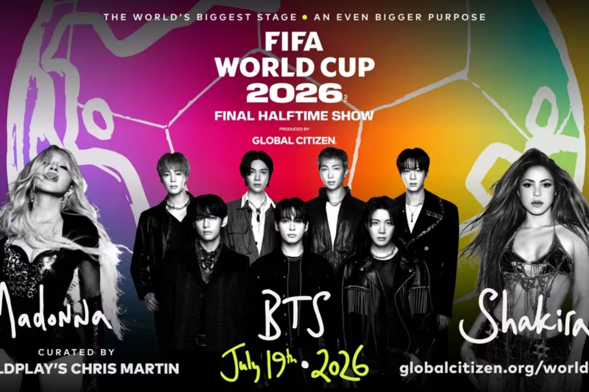 Shakira, Madonna y BTS formarán parte del medio tiempo en la final del Mundial 2026