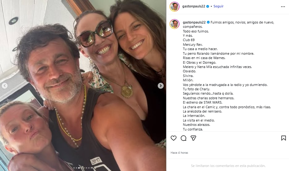 La sentida despedida de Gastón Pauls a Ernestina Pais (Foto: Instagram @gastonpauls22)