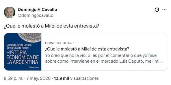 El exministro de Economía le respondió al Presidente en X