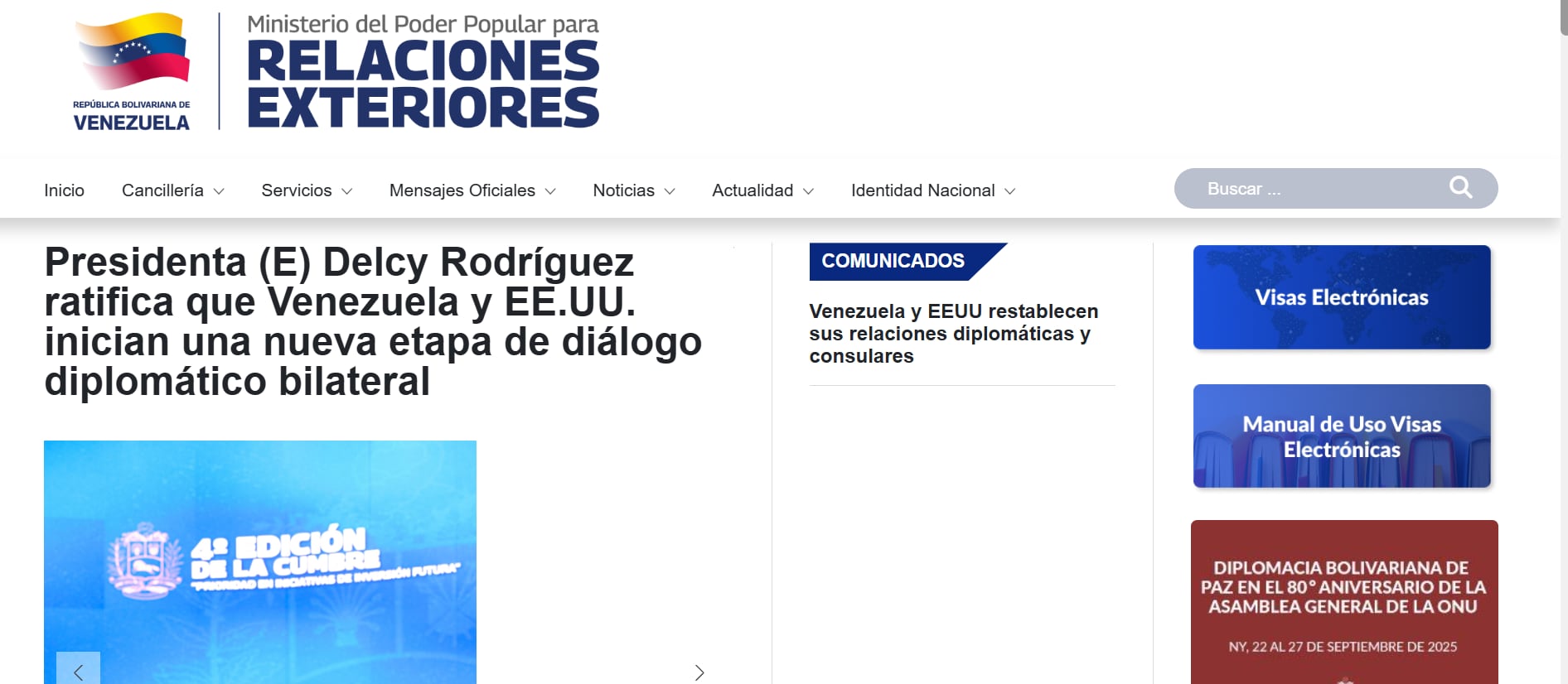 El Ministerio del Poder Popular para Relaciones Exteriores de Venezuela presentó la nueva modalidad en su sitio web oficial