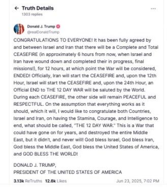 La publicación de Trump