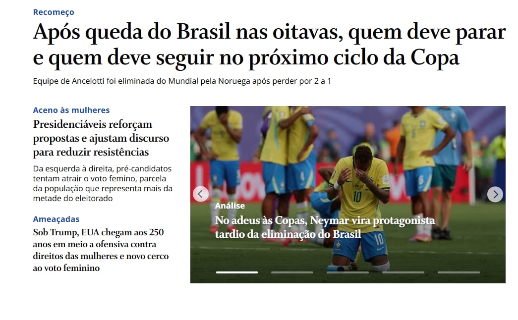 Las tapas de los diarios de Brasil tras la eliminación del equipo de Ancelotti en el Mundial 2026