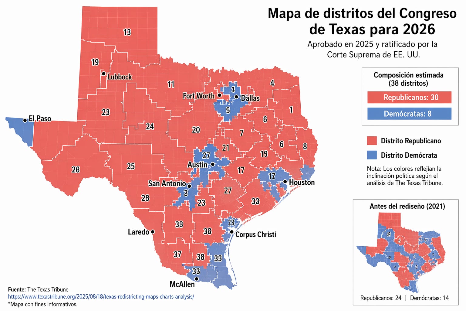 Así queda el mapa de Texas
