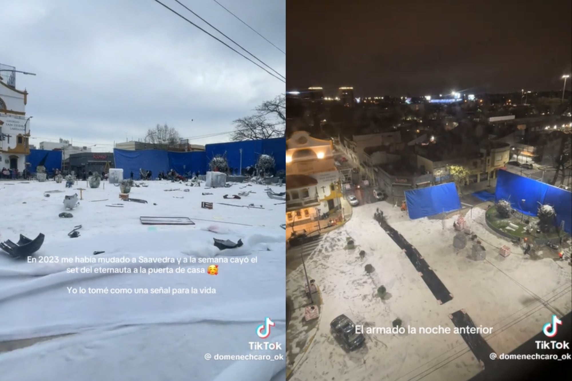 En 2023 se mudó a Saavedra justo donde estaban filmando la serie (Foto: Captura de video / TikTok @domenechcaro_ok)