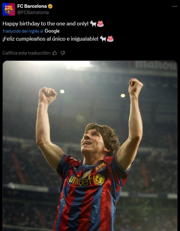 Barcelona se sumó a los saludos por el cumpleaños de Messi
