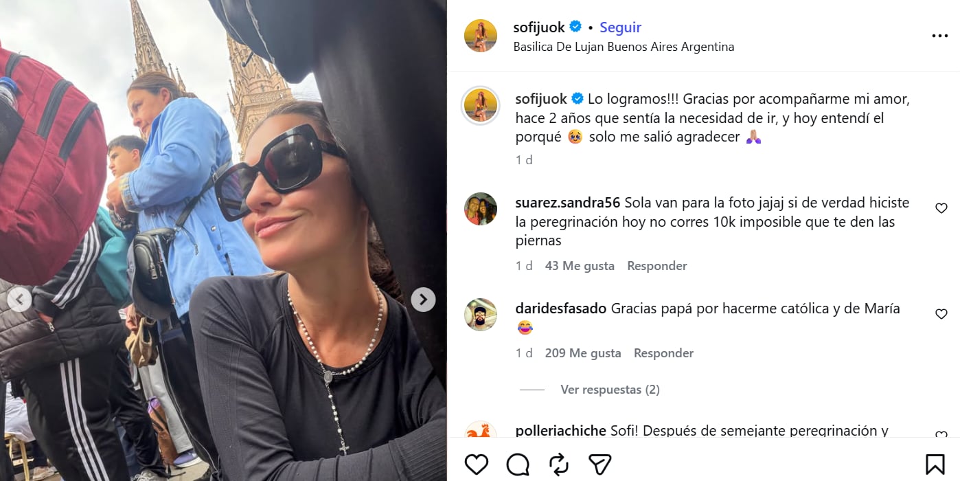 El posteo de Sofía Jiménez sobre su caminata a Luján