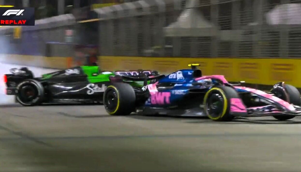 El incidente de Hulkenberg con Colapinto en Singapur después de un intento de sobrepaso del alemán de Sauber